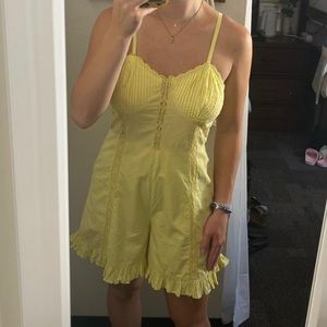 UO Yellow Ruffled Romper